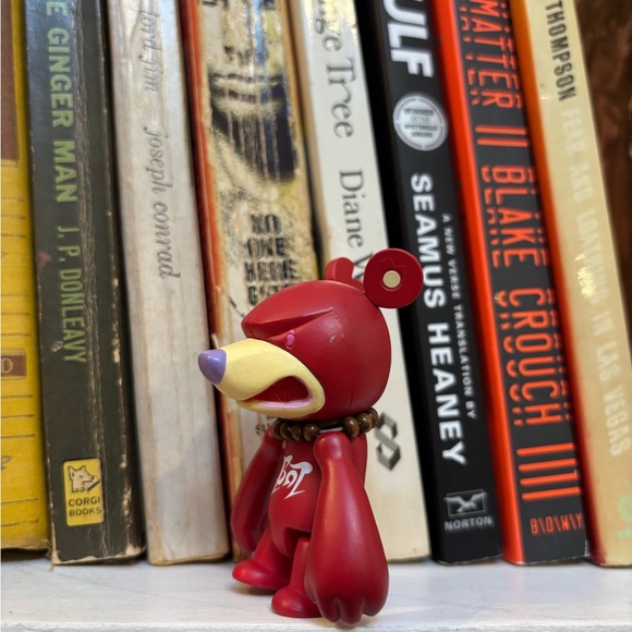 Red Bear Figurine with Logo